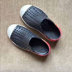 Native Black with Red Flames Slip-On shoes